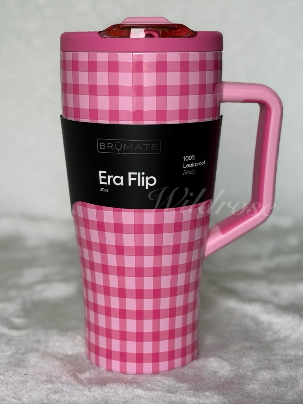 Brumate Pink Gingham 30OZ ERA FLIP TUMBLER NEW